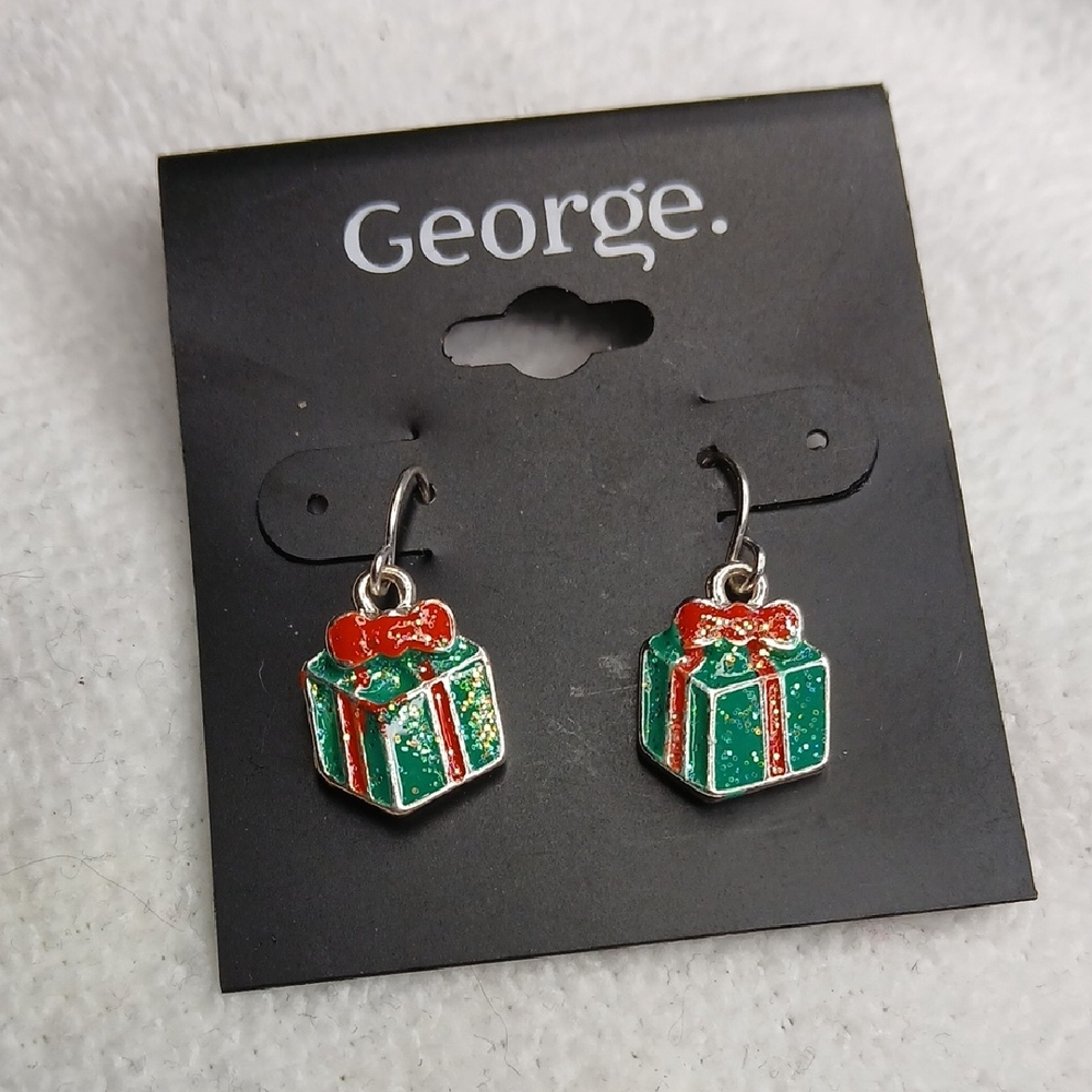George Holiday Gift Box Earrings - Red and Green